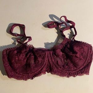 32C Lace Unlined Burgundy Bra